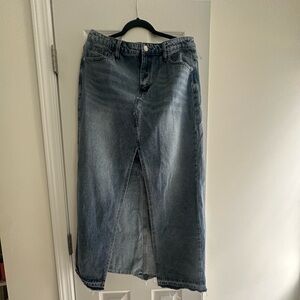 White Fox Take My Picture Denim Maxi Skirt Blue Wash Size XL